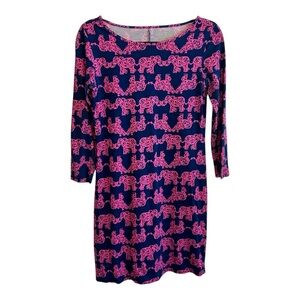 Lilly Pulitzer Pink Elephant Long Sleeved Dress Size XS